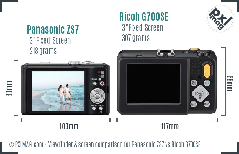 Panasonic ZS7 vs Ricoh G700SE Screen and Viewfinder comparison