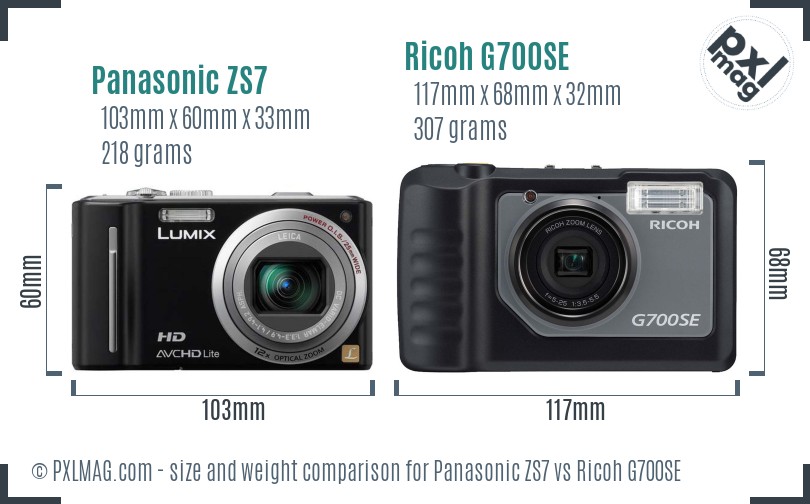 Panasonic ZS7 vs Ricoh G700SE size comparison