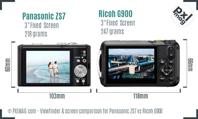 Panasonic ZS7 vs Ricoh G900 Screen and Viewfinder comparison