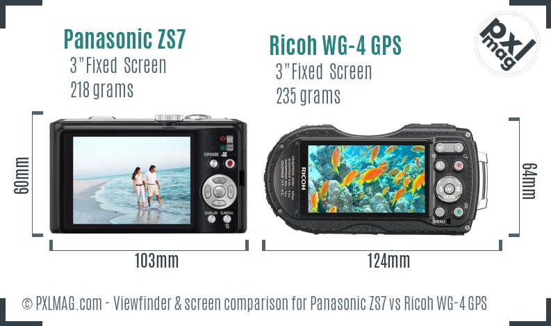 Panasonic ZS7 vs Ricoh WG-4 GPS Screen and Viewfinder comparison