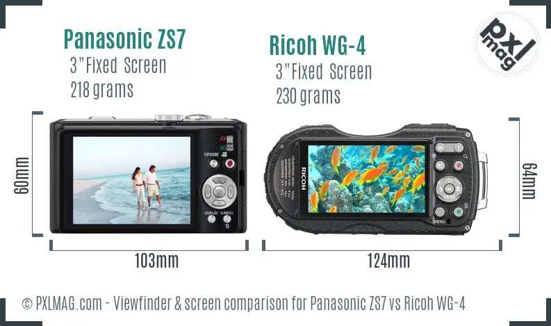 Panasonic ZS7 vs Ricoh WG-4 Screen and Viewfinder comparison