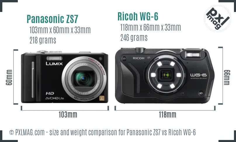 Panasonic ZS7 vs Ricoh WG-6 size comparison Panasonic ZS7 vs Ricoh WG-6 size comparison