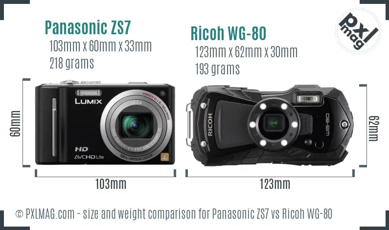Panasonic ZS7 vs Ricoh WG-80 size comparison Panasonic ZS7 vs Ricoh WG-80 size comparison