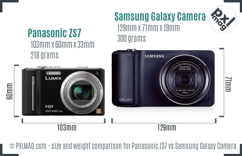 Panasonic ZS7 vs Samsung Galaxy Camera size comparison