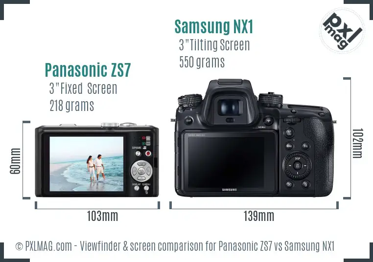 Panasonic ZS7 vs Samsung NX1 Screen and Viewfinder comparison