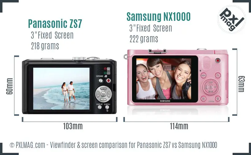 Panasonic ZS7 vs Samsung NX1000 Screen and Viewfinder comparison Panasonic ZS7 vs Samsung NX1000 Screen and Viewfinder comparison