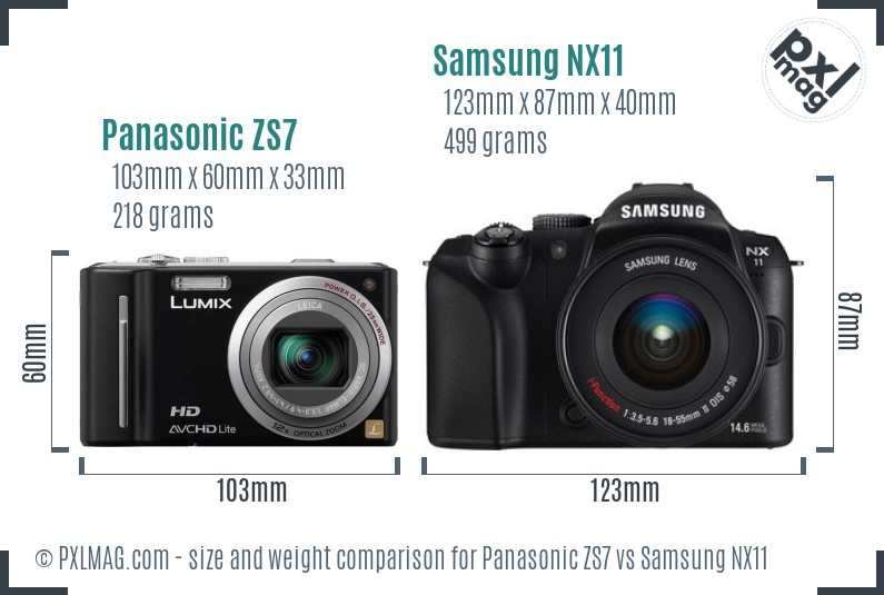 Panasonic ZS7 vs Samsung NX11 size comparison Panasonic ZS7 vs Samsung NX11 size comparison