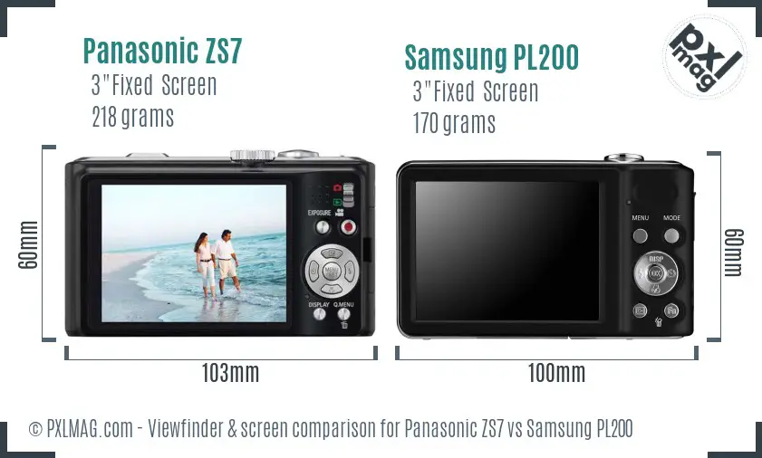 Panasonic ZS7 vs Samsung PL200 Screen and Viewfinder comparison