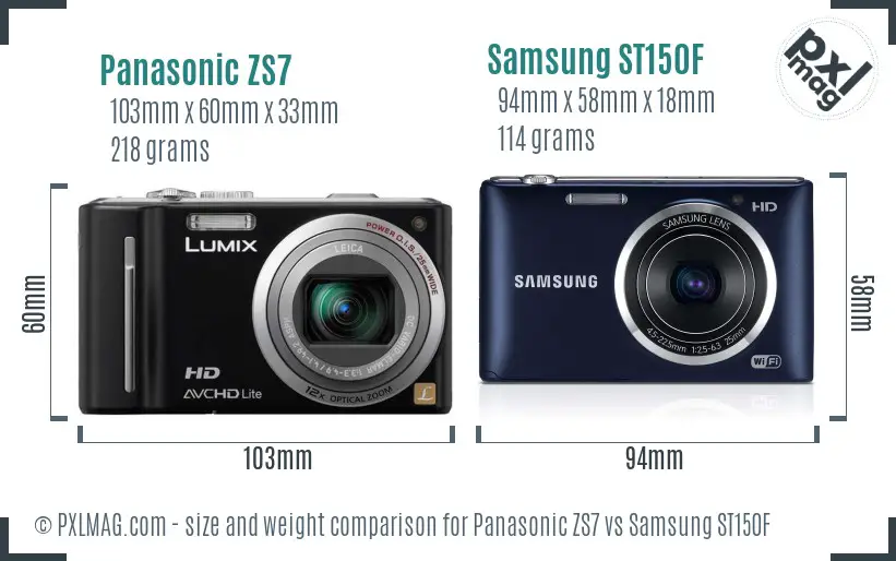 Panasonic ZS7 vs Samsung ST150F size comparison Panasonic ZS7 vs Samsung ST150F size comparison