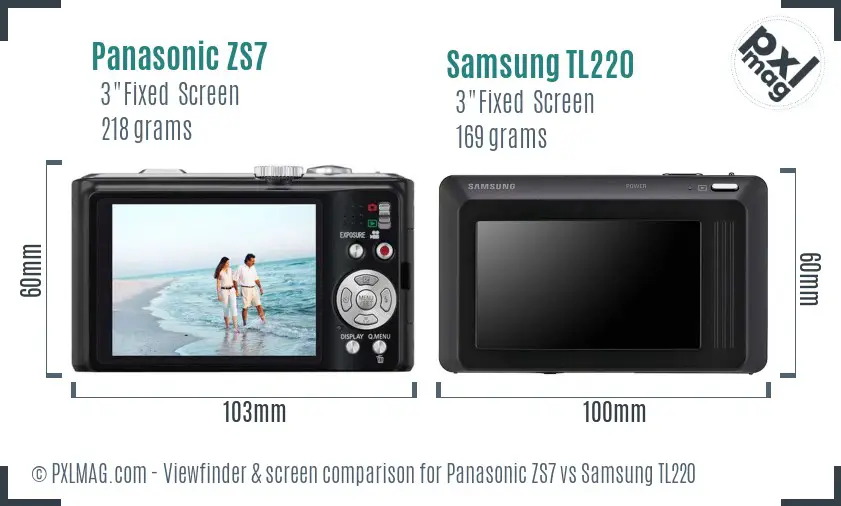 Panasonic ZS7 vs Samsung TL220 Screen and Viewfinder comparison Panasonic ZS7 vs Samsung TL220 Screen and Viewfinder comparison