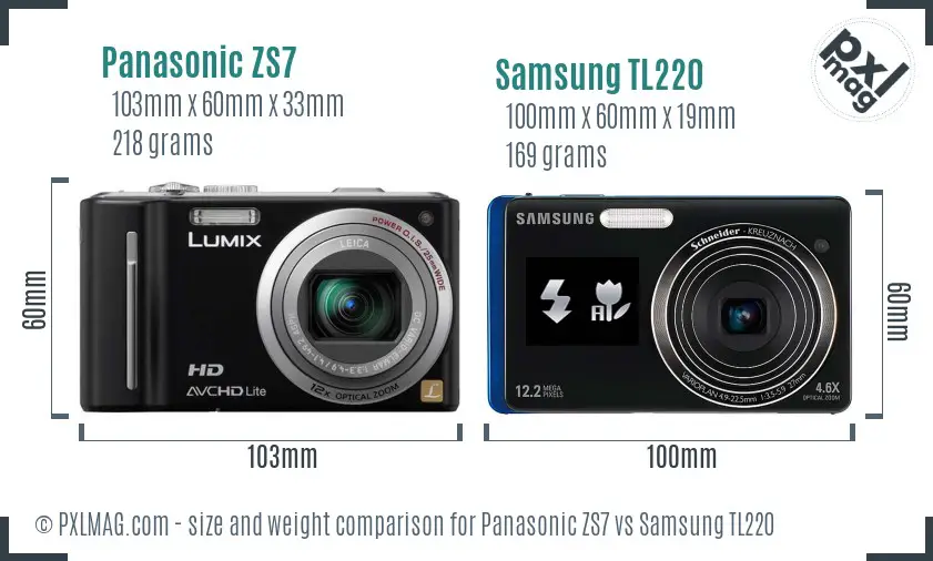 Panasonic ZS7 vs Samsung TL220 size comparison Panasonic ZS7 vs Samsung TL220 size comparison