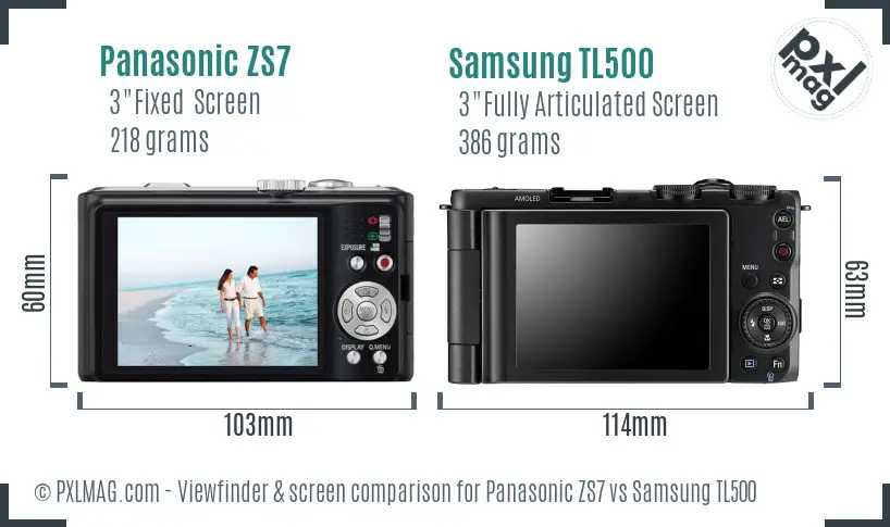 Panasonic ZS7 vs Samsung TL500 Screen and Viewfinder comparison Panasonic ZS7 vs Samsung TL500 Screen and Viewfinder comparison
