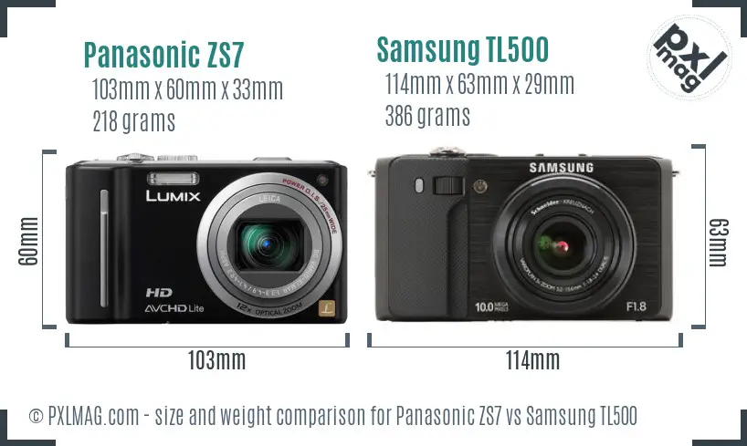 Panasonic ZS7 vs Samsung TL500 size comparison Panasonic ZS7 vs Samsung TL500 size comparison