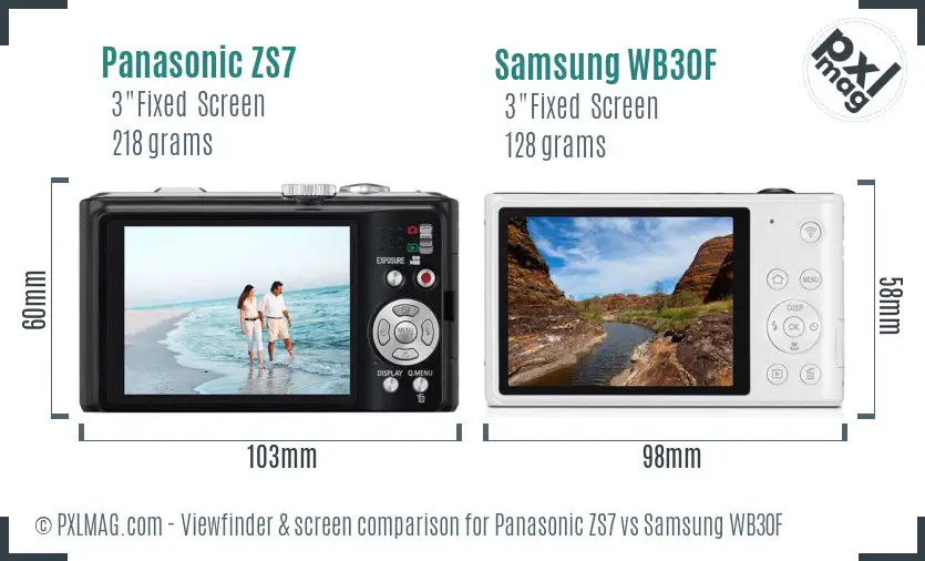 Panasonic ZS7 vs Samsung WB30F Screen and Viewfinder comparison Panasonic ZS7 vs Samsung WB30F Screen and Viewfinder comparison
