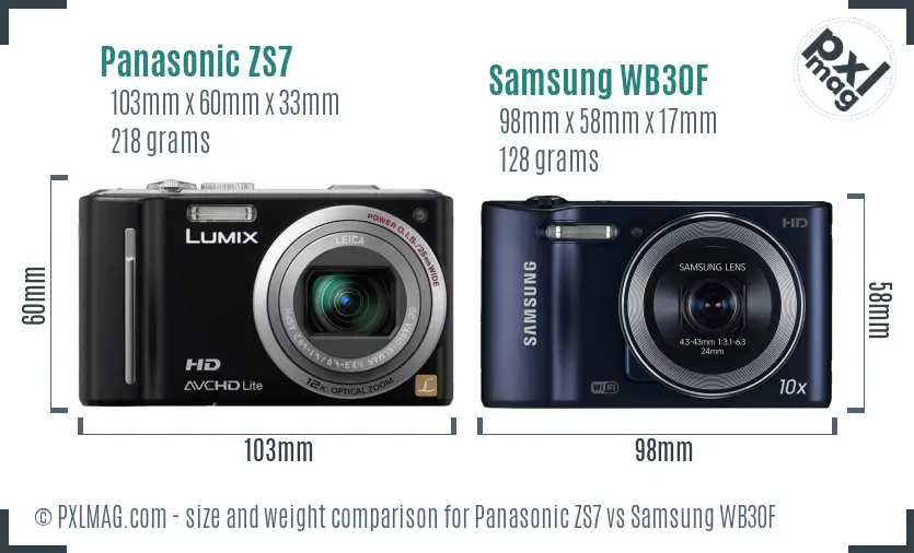 Panasonic ZS7 vs Samsung WB30F size comparison Panasonic ZS7 vs Samsung WB30F size comparison