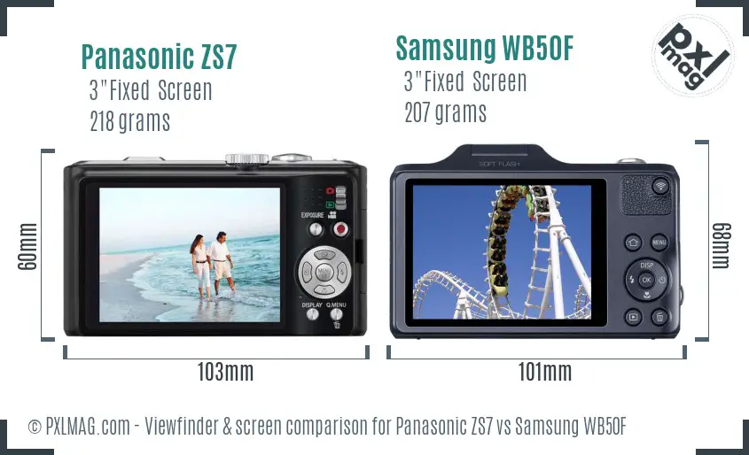 Panasonic ZS7 vs Samsung WB50F Screen and Viewfinder comparison Panasonic ZS7 vs Samsung WB50F Screen and Viewfinder comparison