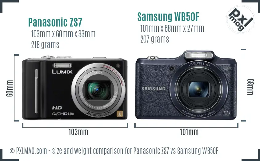 Panasonic ZS7 vs Samsung WB50F size comparison Panasonic ZS7 vs Samsung WB50F size comparison
