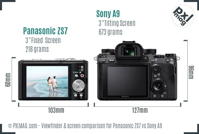 Panasonic ZS7 vs Sony A9 Screen and Viewfinder comparison Panasonic ZS7 vs Sony A9 Screen and Viewfinder comparison