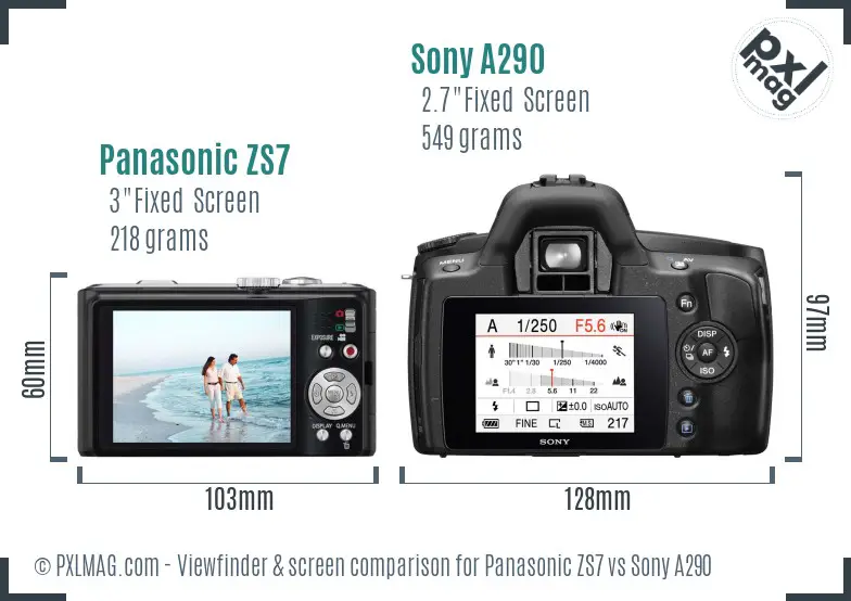 Panasonic ZS7 vs Sony A290 Screen and Viewfinder comparison Panasonic ZS7 vs Sony A290 Screen and Viewfinder comparison