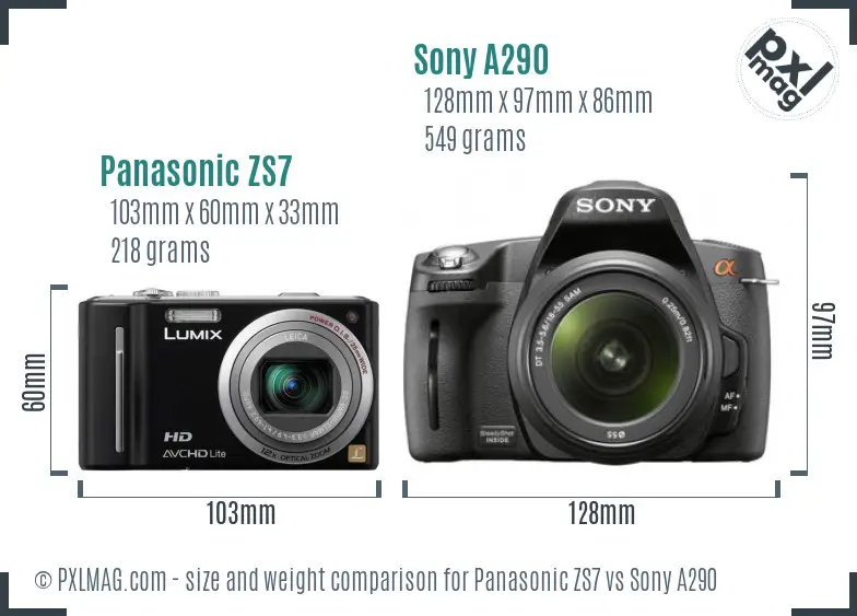 Panasonic ZS7 vs Sony A290 size comparison Panasonic ZS7 vs Sony A290 size comparison