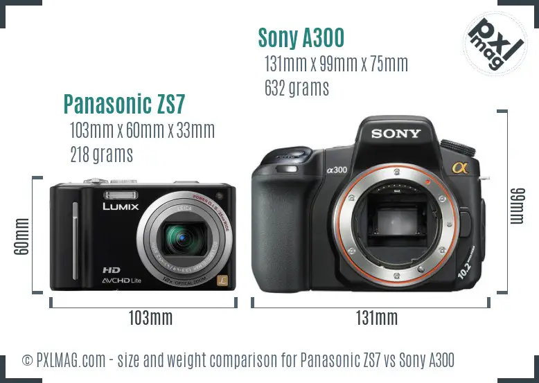 Panasonic ZS7 vs Sony A300 size comparison Panasonic ZS7 vs Sony A300 size comparison