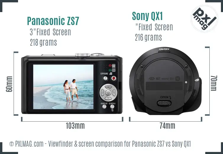 Panasonic ZS7 vs Sony QX1 Screen and Viewfinder comparison Panasonic ZS7 vs Sony QX1 Screen and Viewfinder comparison