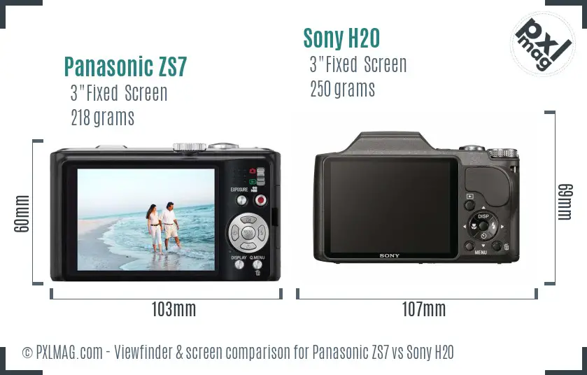 Panasonic ZS7 vs Sony H20 Screen and Viewfinder comparison