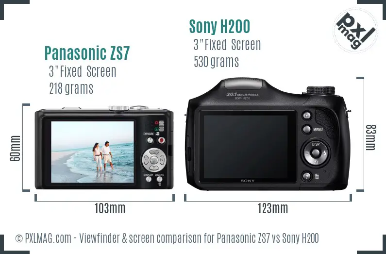Panasonic ZS7 vs Sony H200 Screen and Viewfinder comparison