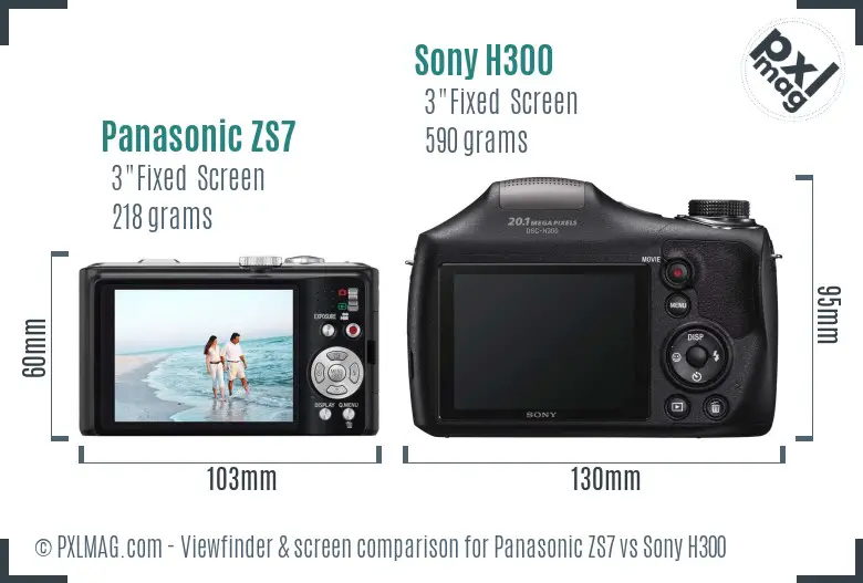 Panasonic ZS7 vs Sony H300 Screen and Viewfinder comparison