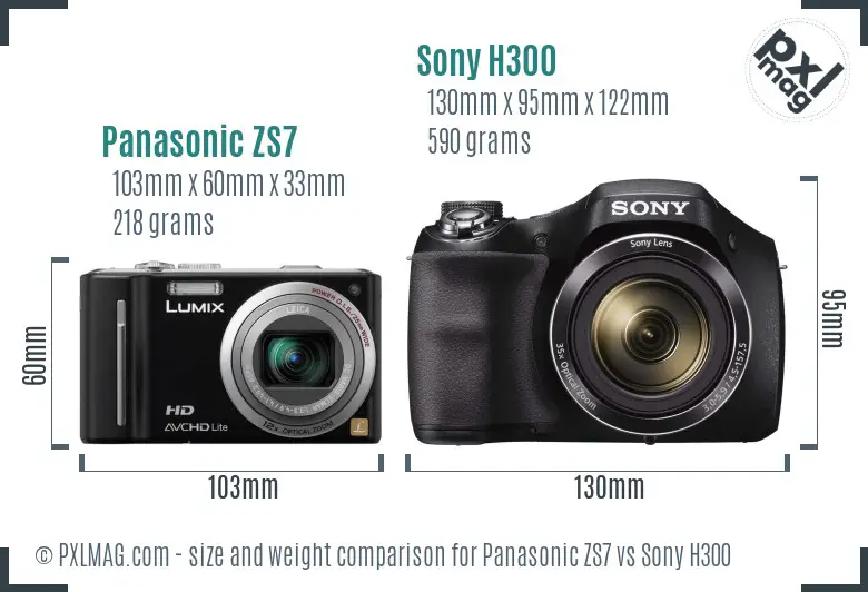 Panasonic ZS7 vs Sony H300 size comparison