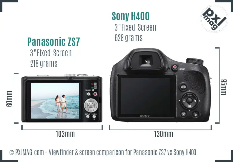 Panasonic ZS7 vs Sony H400 Screen and Viewfinder comparison