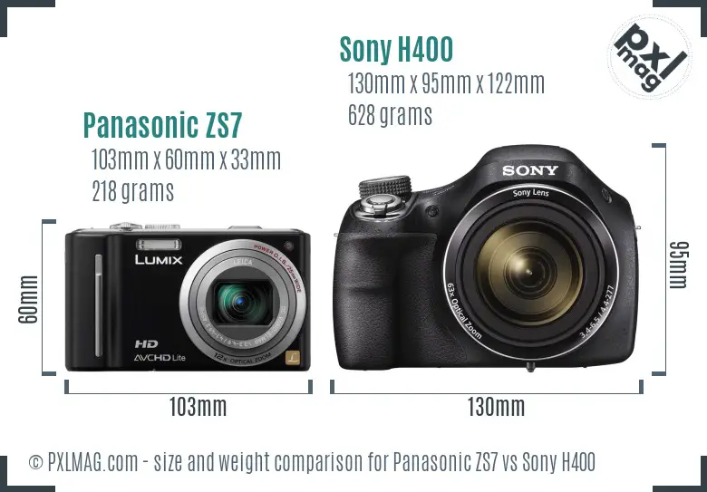 Panasonic ZS7 vs Sony H400 size comparison