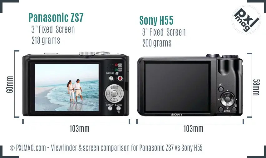 Panasonic ZS7 vs Sony H55 Screen and Viewfinder comparison