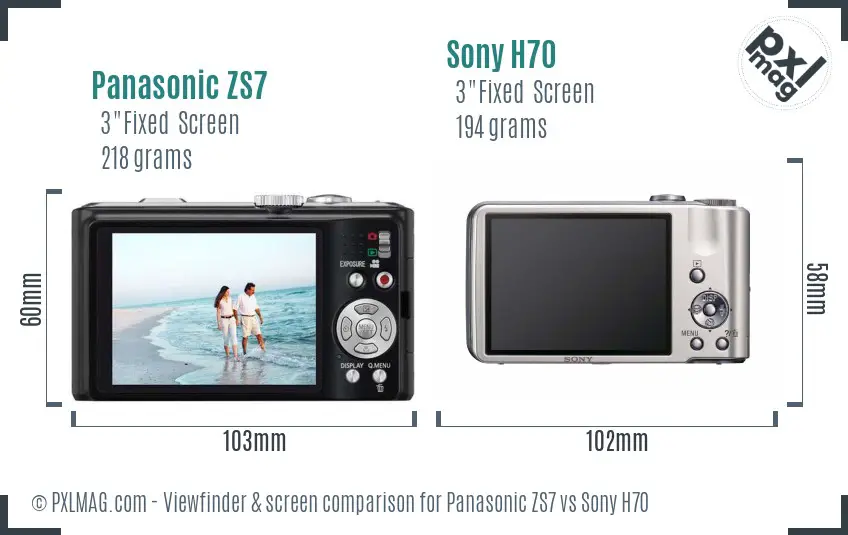 Panasonic ZS7 vs Sony H70 Screen and Viewfinder comparison