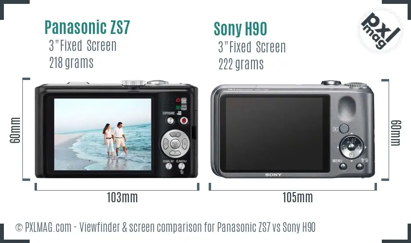 Panasonic ZS7 vs Sony H90 Screen and Viewfinder comparison