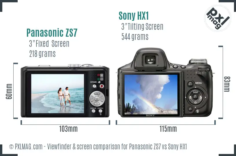 Panasonic ZS7 vs Sony HX1 Screen and Viewfinder comparison