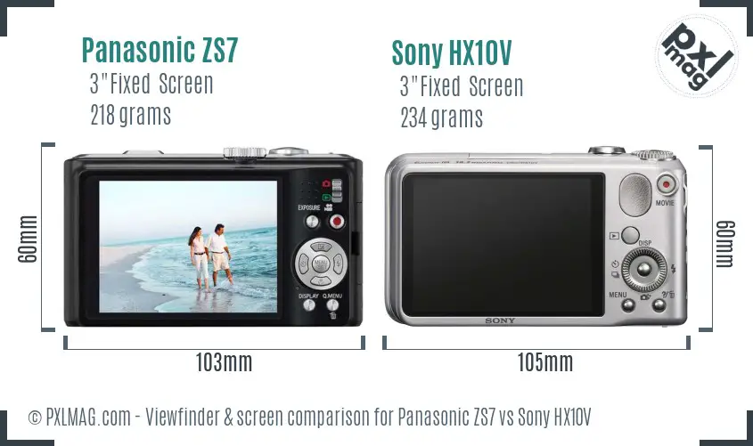 Panasonic ZS7 vs Sony HX10V Screen and Viewfinder comparison