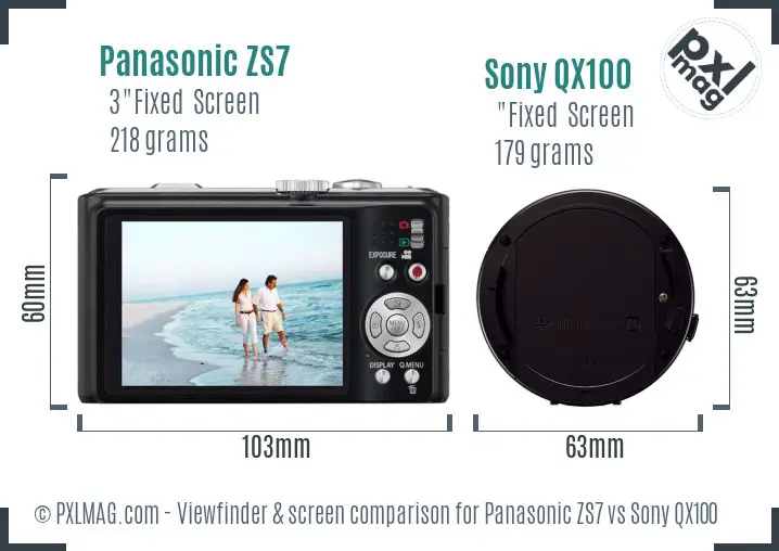 Panasonic ZS7 vs Sony QX100 Screen and Viewfinder comparison Panasonic ZS7 vs Sony QX100 Screen and Viewfinder comparison