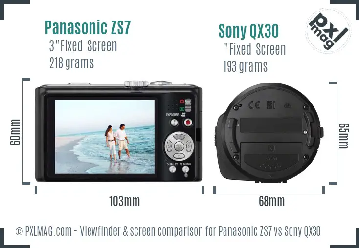 Panasonic ZS7 vs Sony QX30 Screen and Viewfinder comparison Panasonic ZS7 vs Sony QX30 Screen and Viewfinder comparison