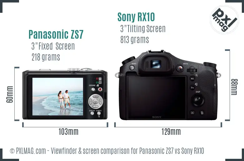 Panasonic ZS7 vs Sony RX10 Screen and Viewfinder comparison