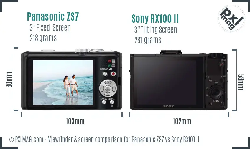 Panasonic ZS7 vs Sony RX100 II Screen and Viewfinder comparison