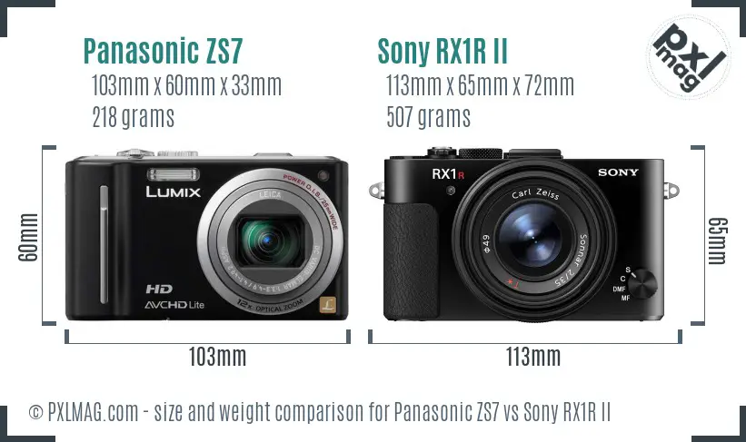 Panasonic ZS7 vs Sony RX1R II size comparison