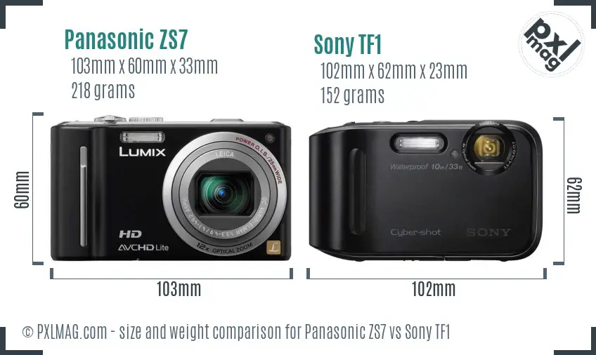 Panasonic ZS7 vs Sony TF1 size comparison
