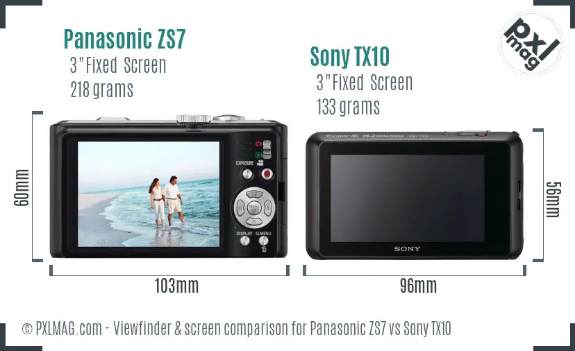Panasonic ZS7 vs Sony TX10 Screen and Viewfinder comparison Panasonic ZS7 vs Sony TX10 Screen and Viewfinder comparison