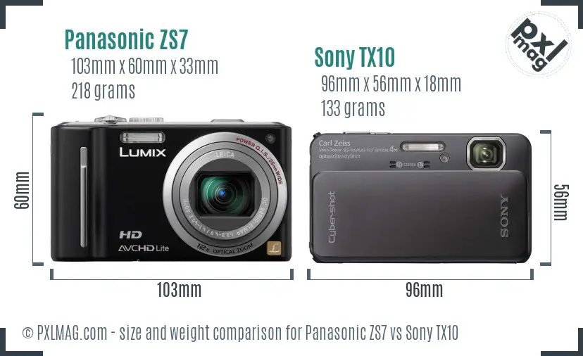 Panasonic ZS7 vs Sony TX10 size comparison Panasonic ZS7 vs Sony TX10 size comparison