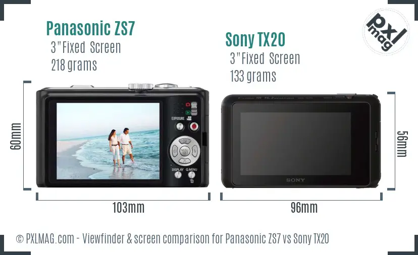 Panasonic ZS7 vs Sony TX20 Screen and Viewfinder comparison Panasonic ZS7 vs Sony TX20 Screen and Viewfinder comparison