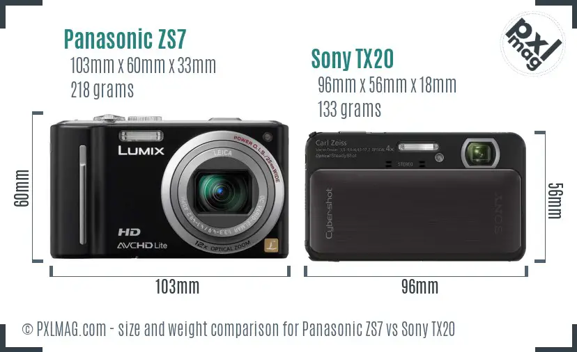 Panasonic ZS7 vs Sony TX20 size comparison Panasonic ZS7 vs Sony TX20 size comparison