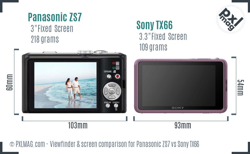 Panasonic ZS7 vs Sony TX66 Screen and Viewfinder comparison