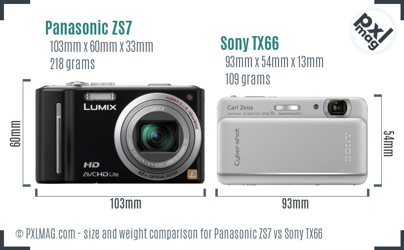 Panasonic ZS7 vs Sony TX66 size comparison Panasonic ZS7 vs Sony TX66 size comparison