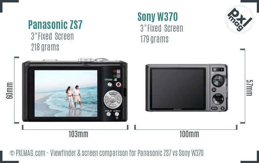 Panasonic ZS7 vs Sony W370 Screen and Viewfinder comparison